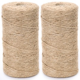 VGOODALL 2Pack 2mm Natural Jute Twines, 656 Feet Long Brown Yarn for Crafts, Gift Wrapping, Packing, Gardening and Wedding Decor (Brown-328Feet/Roll)