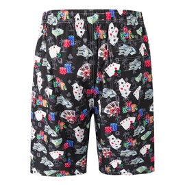 B BSUFTRO Mens Swim Trunks with Compression Liner, Poker Men Bathing Suit with Boxer Brief Liner 9 Inch Inseam Men's Board Shorts Swimwear, 4 Way Stretch Beach Shorts Quick Dry Swimsuits, L