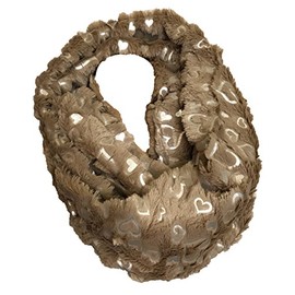 JameStyle26 HERZ Hearth Fluffy Warm Winter Loop Scarf Fleece Tube Scarf Round Scarf Love, taupe