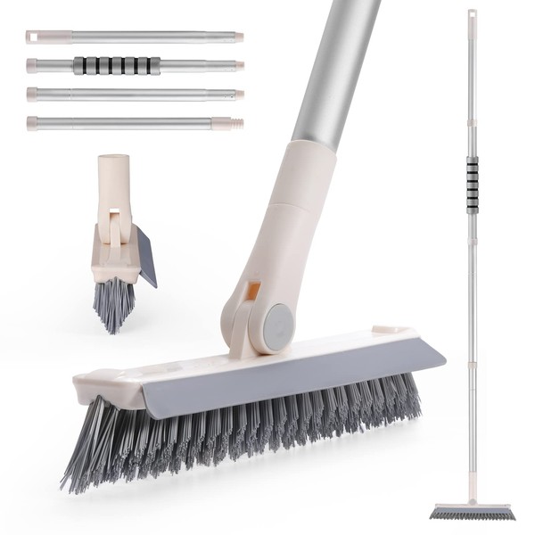 2 in 1 Grout Brush with Long Handle V-Shaped Scrub