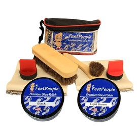 FeetPeople Ultimate Leather Care Kit with Travel Bag, Black & Light Brown
