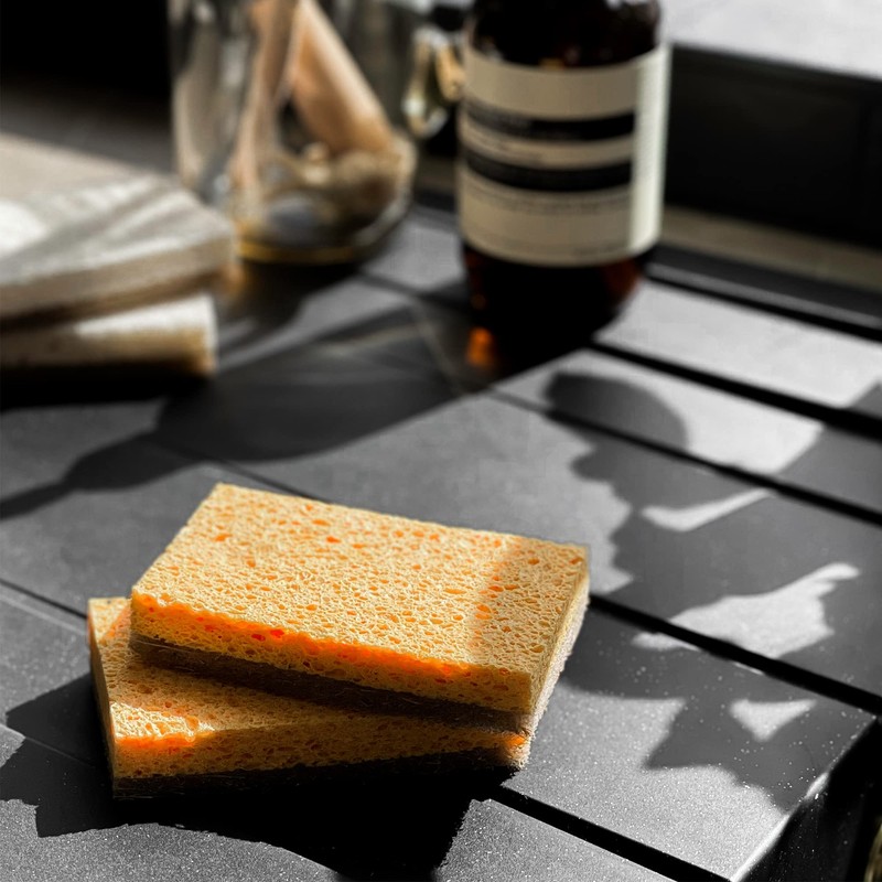 A&M Natural Living Eco Sponge Pack of 6, Yellow Compostable