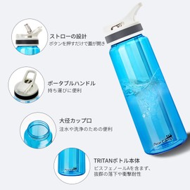 AceCamp BPA Free 800ml Large Capacity Water Bottle, Tritan Plastic Straw Bottle, Sports, Blue