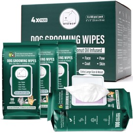 ATIFBOP Dog Wipes for Paws and Bum, Hypoallergenic Pet Grooming Wipes Natural and Gental, 400 Wipes for Cleaning & Grooming Moisturizing Coconut