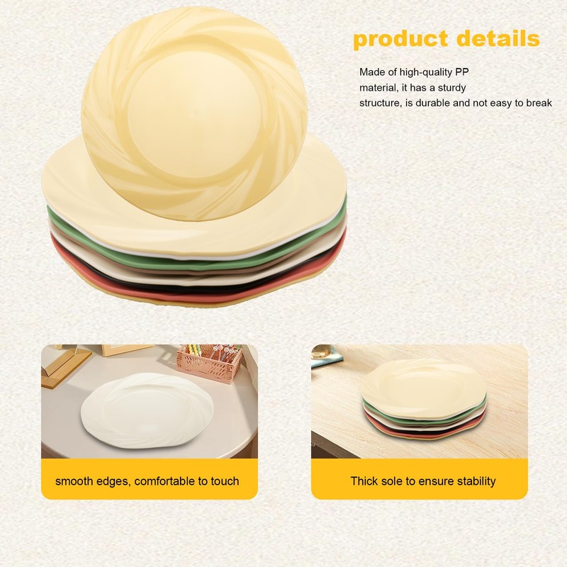 imposyu Pack of 8 Pasta Plates, Dessert Plates, 8 Colours,