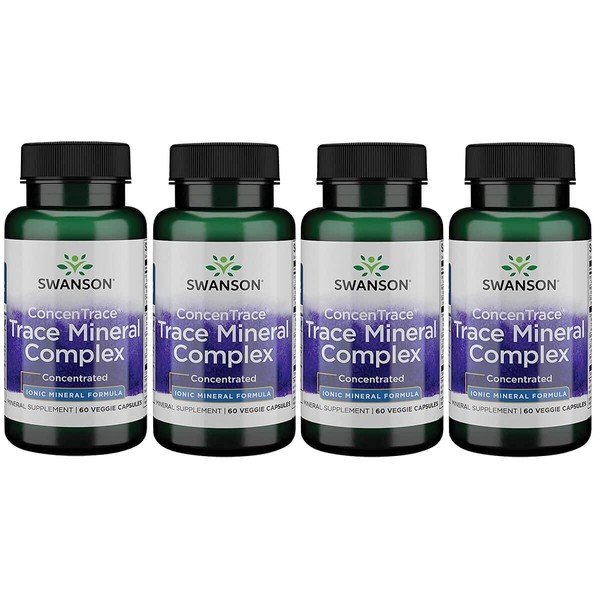 Swanson Concentrace Trace Mineral Complex 60 Veg Capsules (4 Pack)