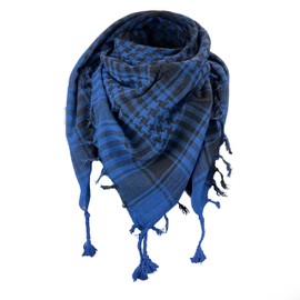 Toutacoo, Palestinian Keffiyeh 100% Cotton, Shemagh Scarf Black / Blue