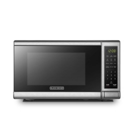 BLACK+DECKER EM720CB7 Digital Microwave Oven with Turntable Push-Button Door, Child Safety Lock, 700W, Stainless Steel, 0.7 Cu.ft