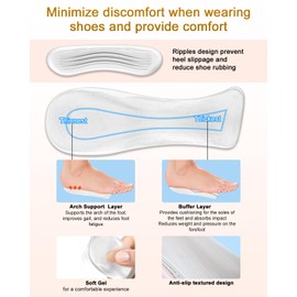 4 Pairs Silicone High Heel Inserts Weight Shifting for Women, Medium