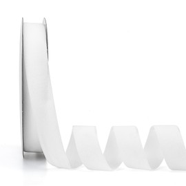 Ewaymado White Velvet Ribbon 1 Inch x 20Yd,Great for Gift Wrapping,Hair Bows,Christmas,Wedding Party Decoration(1" White)