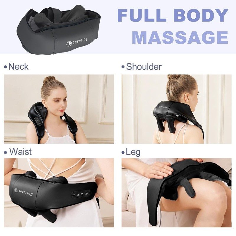 DS SAVORING Cordless Neck and Shoulder Massager with Heat, Electric