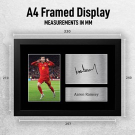 HWC Trading FR A4 Aaron Ramsey Wales Gifts Printed Signed Autograph Picture for Football Fans and Supporters - A4 Framed