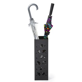 Mango Steam Metal Square Tall 20" Umbrella / Cane / Walking Stick / Wrapping Paper Holder, Stand, Rack Organizer (Brollies Black)