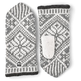 Hestra Unisex Nordic Wool Mitt Insulated Mittens for Cold Weather & Everyday Wear - Grey/Offwhite - 7