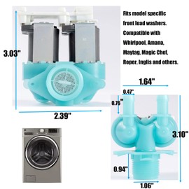W11036930 W11316256 Washer Water Inlet Valve Replacement Compatible with Whirlpool Maytag Washing Machine Cold Water Valve for W11104751 W11316256CM W11316256 AP6835737 4929298 PS12711564 EAP12711564