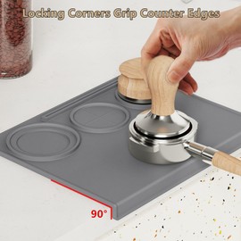 Espresso Tamping Mat, Coffee Tamper Mat, Espresso Mat for Counter, Silicone Tamper Mat, Food-grade, Non-Slip, Waterproof, Heat Resistant (Gray)