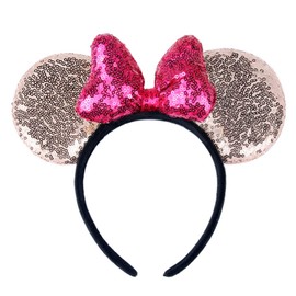 3D Cosplay Costume Mouse Ears Headband, Glitter Sequin Hairbands Party Decoration for Women Girls Kids