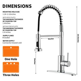 Chrome Kitchen Faucet, Faucet for Kitchen Sink with Pull Down Sprayer LOUEVIDO Kitchen Faucet with Deck Plate Stainless Steel Single Handle Spring for Farmhouse Utility Bar Laundry Sinks