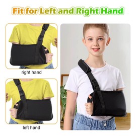 Ledhlth Kids Breathable Arm Sling for Shoulder Elbow Waist Injury, Medical Shoulder Immobilizer with Removable Padded Strap for Children, Padiatric Arm Support Sling for Boys and Girls, Soft Brace for Torn Rotator Cuff, Black (Small)