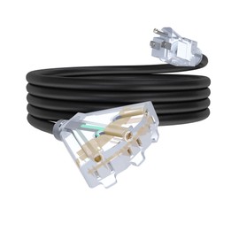 15Ft 12/3 Outdoor Extension Cord with 3-Outlets, Heavy Duty 12 Gauge 3 Prong Extension Cord Waterproof with Lighted end, 15A 12AWG 1875W SJTW, ETL Listed - Great for Garage, Garden and Home, Black
