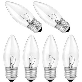 60W Incandescent Torpedo Tip Chandelier Bulbs - Crystal Clear Dimmable Light Bulbs, Classic Medium E26 Candelabra Base Lighting, Transparent Bulbs for Vintage Fixtures, Chandeliers, Ceiling Lights