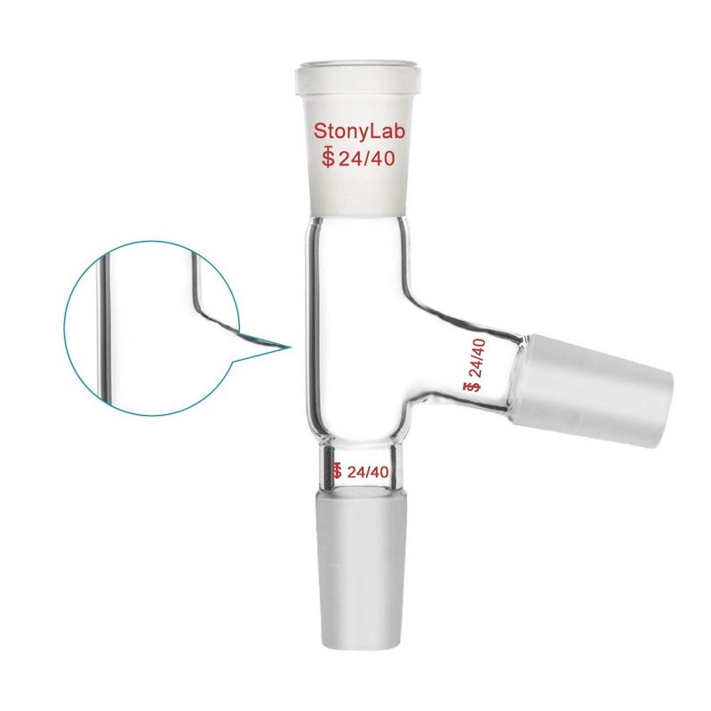 StonyLab Three Way Adapter, 3 Way Distilling Adapter with 24/40