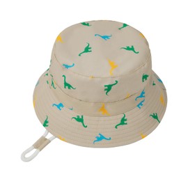 Century Star Sun Hat Children's UV Protection Sun Hat Baby Adjustable Tie Straps Breathable Fishing Hat Boys Girls, khaki dinosaur, 2 - 4 years