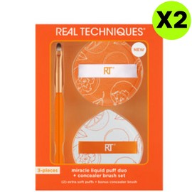 Real Techniques Miracle Liquid Puff + Concealer Brush / 리얼테크닉스 미라클 리퀴드 퍼프 + 컨실러 브러쉬 X2