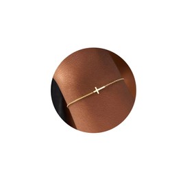 Cross Gold Bracelets for Women, Dainty 14K Gold Plated Small Cross Link Chains Bracelets, Cute Tiny Bracelet Christian Religious Faith Jewelry Easter Gifts