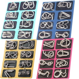 LIKENNY Brain Teaser Set of 24 Children Adults Solving Mystery Ring Puzzle Hand Play Toy Educational Toys for Beginners and Advanced Brain Training (B)