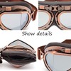 kucehiup Vintage Aviator Goggles Motorcycle Goggles (Copper frame Silver lenses)