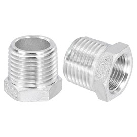 sourcing map 5Pcs 1/2" Male to 3/8" Female NPT 304 Stainless Steel Reducer Hex Bushing, Reducing Cast Pipe Adapter Fitting for Industrial, Oil/Gas, Water, HVAC, and Plumbing Systems