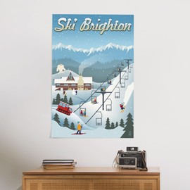 Lantern Press 24x36 Inch Giclee Print, Brighton, Utah, Retro Ski Resort