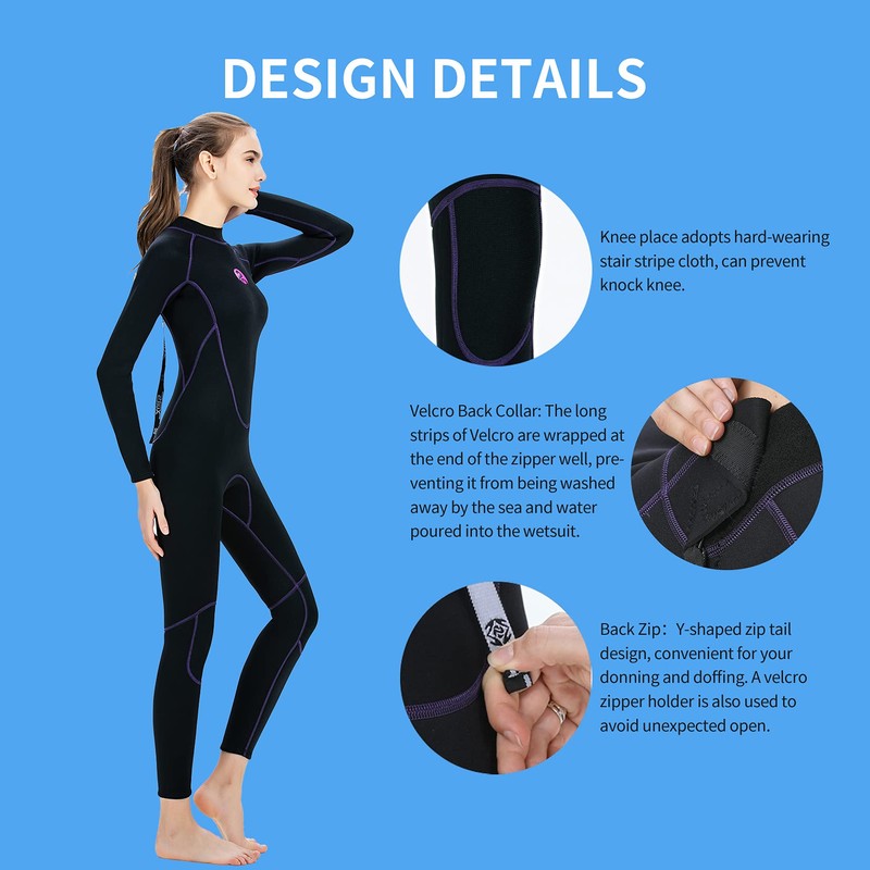 PAWHITS Womens Wetsuit 3mm Thermal Long Sleeve Neoprene Wetsuits Full