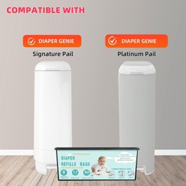 Diaper Pail Refills Bags with 30 Bags Compatible with Genie Easy Roll Signature and Platinum Diaper Pails, 7-Layer Odor-Barrier Technology-2 Packs