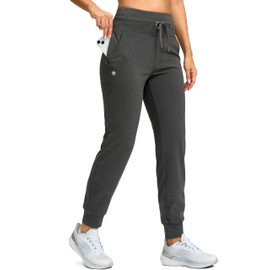G Gradual Women's Fleece Lined Joggers 28"/30"/32" High Waisted Sweatpants Water Resistant Thermal Warm Pants Zipper Pockets(Charcoal,32-Small)
