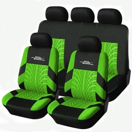 Car Seat Cover for 2/5 Seats Universal, Fabric Car Front & Rear Seat Protector, with Tire Track Details, Suitable for Most Auto Truck Van SUV, Airbag Compatible, Car Interior Accessories:_GREEN
