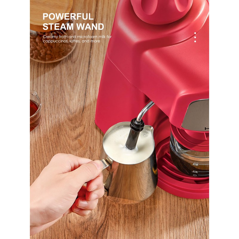 Ihomekee Espresso Machine, 3.5Bar Espresso and Cappuccino Machine with Preheating