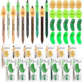 18 Sets Employee Appreciation Gifts, Emotional Support Gifts Bulk, Boss Day Appreciation Luminous Pickle Pens with Mini Resin and Cards, Positive Pens for Coworker Team Staff Students