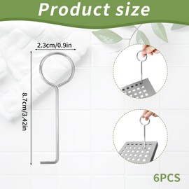 Pack of 6 drain key lifting hooks, stainless steel silver drain grate puller for kitchen, bathroom, drain grate