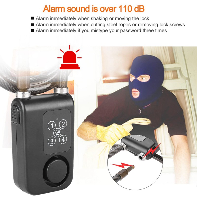 Intelligent Bicycle Lock, Anti-Theft Bicycle Alarm Lock 110dB Universal Security