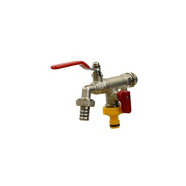 Wärmer System Outside Garden Tap with Check Valve and Wallplate Elbow Fixture, 1/2 inch Garden Tap (Double Outlet Lever Handle Garden Tap)