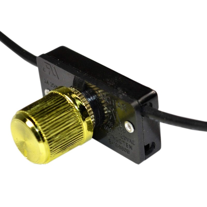 HQRP Incandescent Rotary Dimmer Light Lamp Switch 6A 125V +
