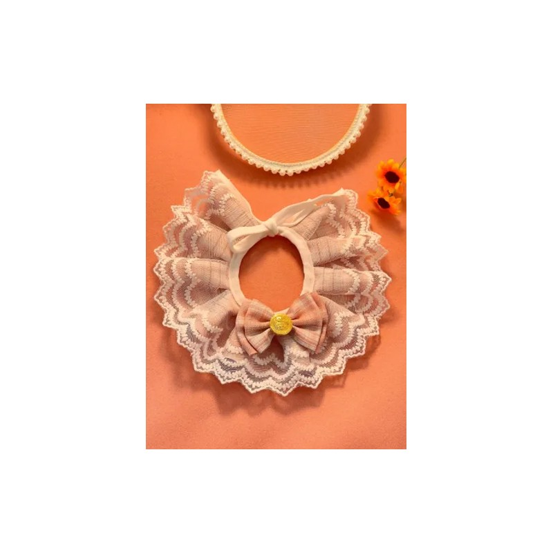 Collar Rosa Para Gatos Y Perros, Babero De Encaje Y