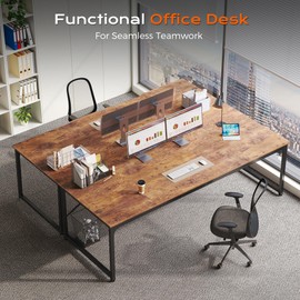 PRAISUN 78.7 X 29.5 Inch Computer Desk with Deeper Desktop, Long Gaming Office Writing Work Desk for Home Office, Study, Bedroom, Work from Home, Metal Frame, Rustic Brown