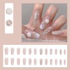 24Pcs White Rose Press on Nails 3D Flower Fake Nails