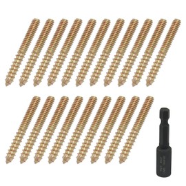 Jiozermi 20 Pcs 1/4-20 x 2 Hanger Bolts, Double Head Screws Self Drilling Wood Dowel Screws with Hanger Bolt Driver, Carbon Steel Fasteners for Stairs, Furniture, and DIY Projects