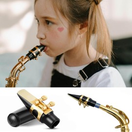 Alto Saxophone Mouthpiece Kit, Sax Mouthpiece Kit with Mouthpiece Cap & Metal Ligature & 10 Mouthpiece Reeds & 24 Cushions Pads, Strength Saxophone Reeds 2.5 Reeds for Alto Saxophone Use Replacement