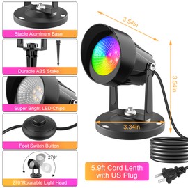 T-SUN RGB Spotlights Indoor, Led Spot Lights with Smart APP & Remote, Plant Spotlight Indoor Uplights, 16M Colors Floor Light Dimmable Music Sync Timer for Festival Party Tree Decor Home(Set of 2)