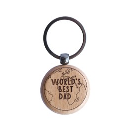 Manta Makes Dad gifts wooden round engraved keyring for daddy, best dad in the world keychain, gifts for dad from son or daughter, christmas fathers day birthday, gift for dad
